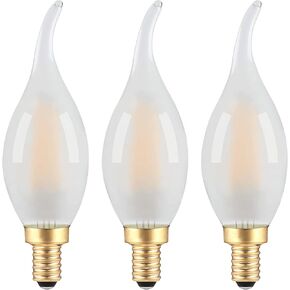 Frosted E12 Candelabra Bulb 25W Equivalent LED Chandelier Light Bulbs- 2W Dimmable E12 LED Bulb- 2700K Soft Warm- CA10 Flame Tip Candle Bulbs for Bedroom, Living/Dining Room, Wall Lantern- 3 Count
