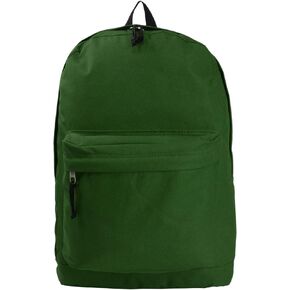 K-Cliffs Basic Backpack Classic Simple School Book Bag Student Daily Daypack 18 Inch (Green)