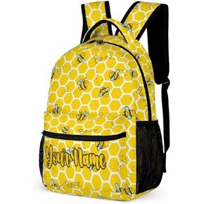 Bee Backpack for Kids Girls Boys School, 16 Inches Cute Bee Theme Bookbag, Adjustable, Lightweight, Large Capacity, Colorful Bee Backpack for School