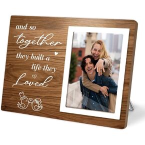 Wedding Picture Frame, Engagement Gifts for Couples, Wedding Gifts for Couple Newlyweds, Engagement Photo Frame, Marriage Gifts for Couple, And So Together They Built a Life They Loved(White)
