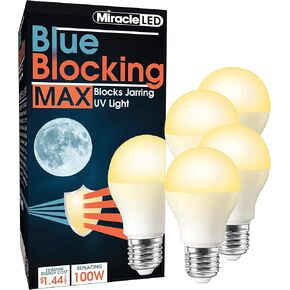 MiracleLED 604592 Miracle LED Blue Blocking Night Time Sleep Bulb Replacing Up To 60W to Replicate Setting Sun and Produce Melatonin Organically, Soothing Amber (Pack of 2)