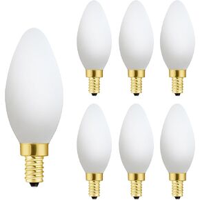 XININSUN E12 LED Bulb,Frosted Chandelier Light Bulbs 40 Watt Equivalent,Type B Candle Light Bulbs,Milky White Candelabra LED Bulb,Small Base, Dimmable,4W 3000K Soft White 400lm,6Pack