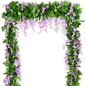 Wisteria Garland Artificial Wisteria Vine 5pcs 7.2ft/Piece Wisteria Artificial Flowers Garland Fake Wisteria Garland Greenery for Wedding Arches Decor (Purple)