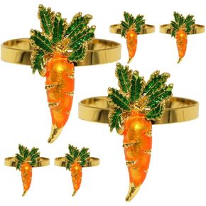 6Pcs Easter Napkin Buckles, Metal Carrot Napkin Holder Rings Dining Table Setting for Table Decoration Wedding Valentine s Christmas Easter Dinner Party