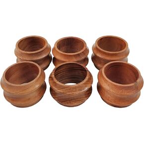 MUQQU Wooden Napkin Rings, Acacia Wood Napkin Rings (Set of 6 Pieces) Napkin Holders Perfect for Dining, Anniversary, Birthday, Dinner, Christmas and Special Occasions. Stylish Dining Table Decor.