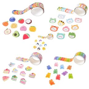 Colorfull Nature Good Vibes Cute Fun Washi Sticker Tape Decorative Stationery Sticker Roll | Set of 5