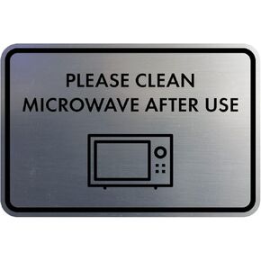 Classic Framed Please Clean Microwave After Use Sign (Brushed Silver) - Small
