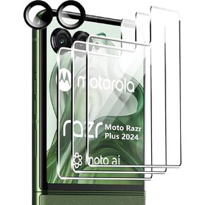 【6 in 1】for Samsung Galaxy Z Flip 6 5G Screen Protector, 2 Pack Inner Screen Flexible Film + 2 Pack Tempered Glass Back Screen Protector + 2 Pack Camera Lens Protector,HD,Anti-Scratch,Bubble Free