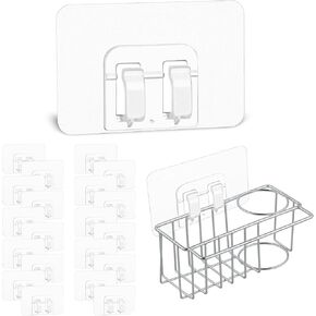 20 Pack Adhesive Hooks for Hanging Heavy Duty Removable Waterproof Transparent Reusable Seamless Self Adhesive Utility Wall Hooks Perfect for Bathroom Kitchen and Home Improvement