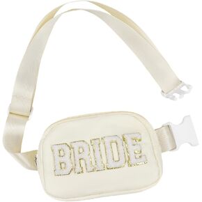 Lamyba Bachelorette Gifts for Bride Fanny Pack, Bride to be Gifts for Bridal Shower Party Wedding day, Mrs Bag for Bride with Adjustable Strap, Waterproof Crossbody Waist Bag, Beige