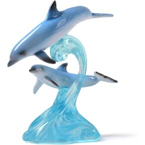HAUCOZE Dolphin Statue Figurine Ocean Decor Gifts Modern Sculpture Home Ornament Table Centerpiece Crafts Polyresin Arts 8.7 inch