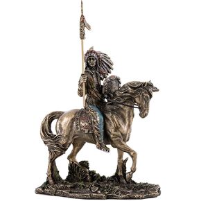 Top Collection Mandan Indian Chief Statue- Native American Sculpture in Premium Cold Cast Bronze- 7-Inch Collectible Tribe of the Great Plains Figurine