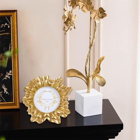 إطارات الصور خمر 4x4 إطارات الصور المستديرة زهرة إطارات الصور ديكور الحائط الأزهار (عباد الشمس البرونزية) in Kuwait