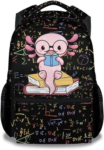 Mercuryelf Axolotl Backpack for Boys Girls, 16 Inch Black Backpacks for School Travel, Cute Lightweight Bookbag for Kids in Saudi Arabia