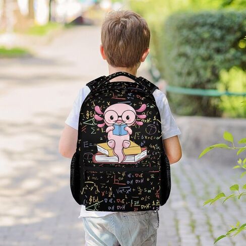 Mercuryelf Axolotl Backpack for Boys Girls, 16 Inch Black Backpacks for School Travel, Cute Lightweight Bookbag for Kids in Saudi Arabia