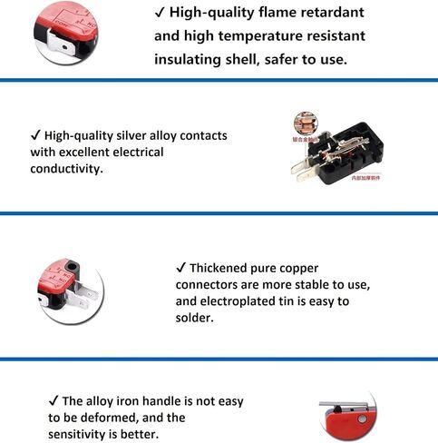 WWZMDiB【12Pcs V-154-1C25】Miniature Limit Switch with Hinged Roller Momentary SPDT Snap Action, Ideal for Arduino, Appliances, and Electronics Snap Action in Saudi Arabia