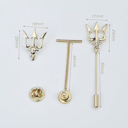 Mens Tie Tack Clutch with Chain Crown Tree of Life Trident Lapel Pins Stick Pin Brooch Wedding Business Gift in Saudi Arabia