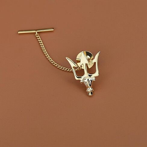 Mens Tie Tack Clutch with Chain Crown Tree of Life Trident Lapel Pins Stick Pin Brooch Wedding Business Gift in Saudi Arabia