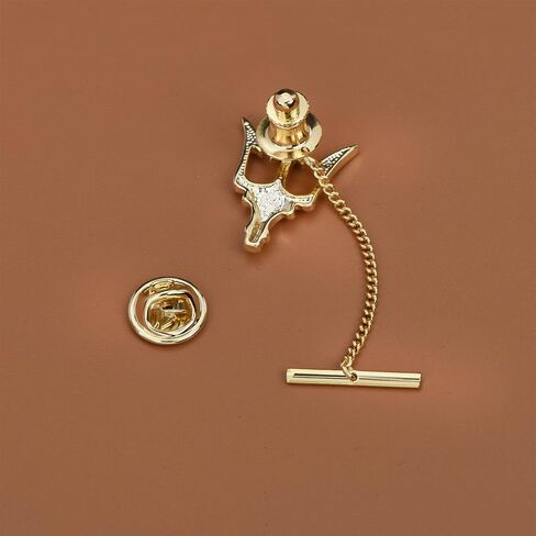 Mens Tie Tack Clutch with Chain Crown Tree of Life Trident Lapel Pins Stick Pin Brooch Wedding Business Gift in Saudi Arabia