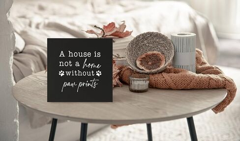 KEUSPI Funny Dog a House is not a Home without Paw Prints Wood Block Plaque Box Sign Desk Decor for Dog Lovers Home Wall Tabletop Shelf Decorations in Kuwait