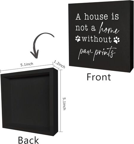 KEUSPI Funny Dog a House is not a Home without Paw Prints Wood Block Plaque Box Sign Desk Decor for Dog Lovers Home Wall Tabletop Shelf Decorations in Kuwait