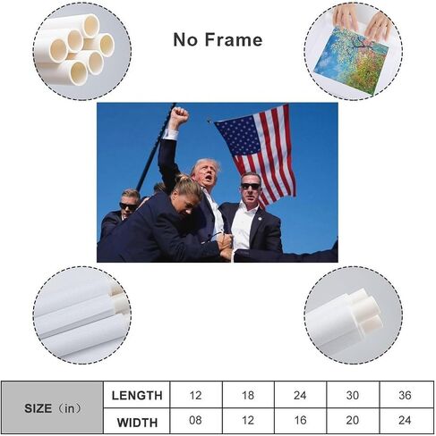 Alicecally Donald Trump Assassination Canvas Poster Wall Art Decor Print Picture Paintings for Living Room Bedroom Decoration 08x12inch(20x30cm) in Saudi Arabia