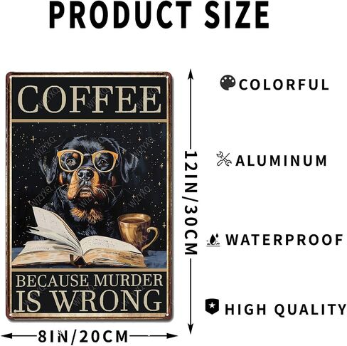 Metal Signs Coffee Because Murder Is Wrong Pekingese Dog Sign Vintage Aluminum Tin Sign for Home Office Kitchen Bar Cafe Garden Wall Decor 12x8 Inch in Saudi Arabia