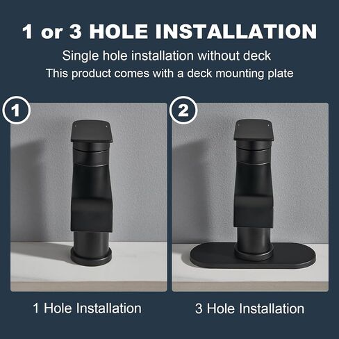 Black Bathroom Faucet, Waterfall Bathroom Sink Faucet, 1 or 3 Hole Bathroom Faucet, Single Handle Bathroom Faucets for Vanity RV in Saudi Arabia