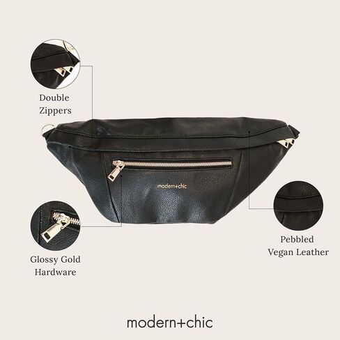 Modern+Chic Sling Bags for Women - Presley Oversized Sling Bag, Vegan Leather Crossbody Bag with Strap & Multiple Pockets (Taupe) in Saudi Arabia