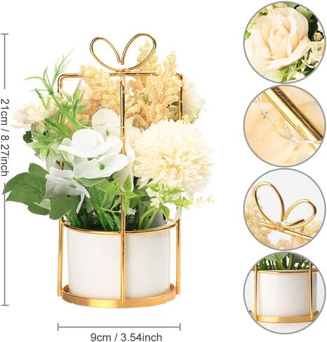 BEGONDIS Set of 2 LED Artificial Flowers Potted Fake White Flowers Hanging Potted Plants for Home Living Room Office Party Decor Decoration in Saudi Arabia
