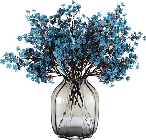 JAKY-Global Babys Breath Silk Artificial Flowers Bulk with Vase 10pcs for Fall Decor Fake flower bouquet Bulk for Home Kitchen Indoor Bouquet Floral Arrangement Table Centerpieces Decor(Autumn Blue) in Saudi Arabia