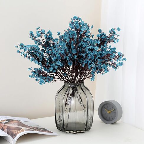 JAKY-Global Babys Breath Silk Artificial Flowers Bulk with Vase 10pcs for Fall Decor Fake flower bouquet Bulk for Home Kitchen Indoor Bouquet Floral Arrangement Table Centerpieces Decor(Autumn Blue) in Saudi Arabia