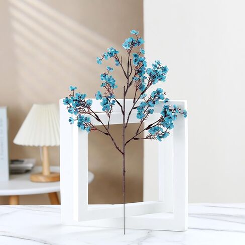 JAKY-Global Babys Breath Silk Artificial Flowers Bulk with Vase 10pcs for Fall Decor Fake flower bouquet Bulk for Home Kitchen Indoor Bouquet Floral Arrangement Table Centerpieces Decor(Autumn Blue) in Saudi Arabia