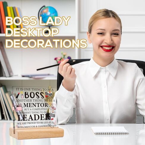 ديكور مكتب سيدة بوس - هدايا Shejdgart Boss Lady للنساء من الأكريليك، لوحة مكتب مع حامل خشبي، اقتباسات ملهمة، هدايا يوم الرؤساء، هدية تقدير لرؤساء عيد الميلاد، زعيم معلمه in Saudi Arabia