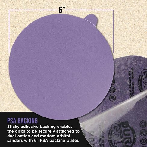Dura-Gold Premium 6" PSA Purple Film Ceramic Sanding Discs, 50 Disc Variety Pack, Grits 60, 80, 120, 180, 220, 320, 400, 600, 800, 1000 - Self Adhesive Stickyback Sandpaper, DA & Random Orbital Sander in Kuwait