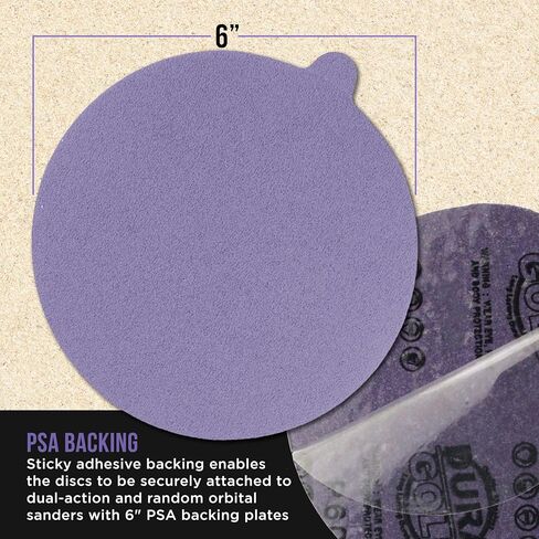 Dura-Gold Premium 6" PSA Purple Film Ceramic Sanding Discs, 50 Disc Variety Pack, Grits 60, 80, 120, 180, 220, 320, 400, 600, 800, 1000 - Self Adhesive Stickyback Sandpaper, DA & Random Orbital Sander in Kuwait