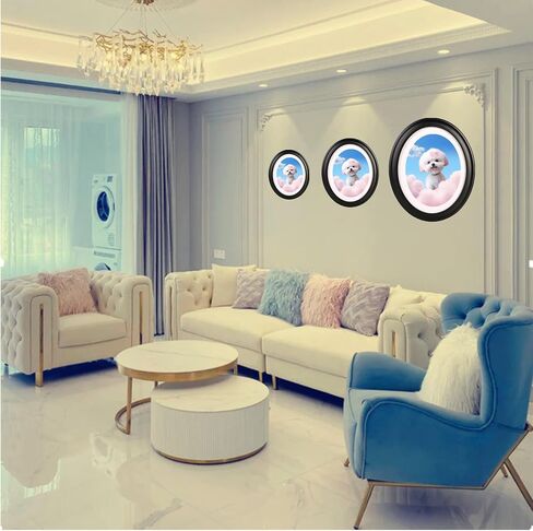 Oval picture frame Wooden Display Frame Classic Wooden Wall Hanging Picture Frames for Home Office Wall Decor(Black,10 inch) in Saudi Arabia