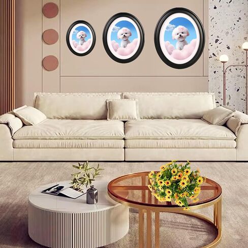 Oval picture frame Wooden Display Frame Classic Wooden Wall Hanging Picture Frames for Home Office Wall Decor(Black,10 inch) in Saudi Arabia