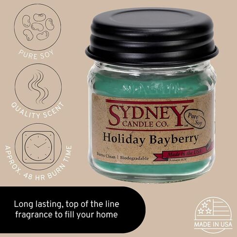 Fall Candles | Soy Mason Jar Candle | Fall Scented Candles for Home | Holiday Candle (7.5 oz) (Holiday Bayberry) in Saudi Arabia
