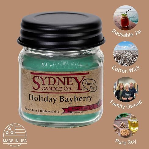 Fall Candles | Soy Mason Jar Candle | Fall Scented Candles for Home | Holiday Candle (7.5 oz) (Holiday Bayberry) in Saudi Arabia