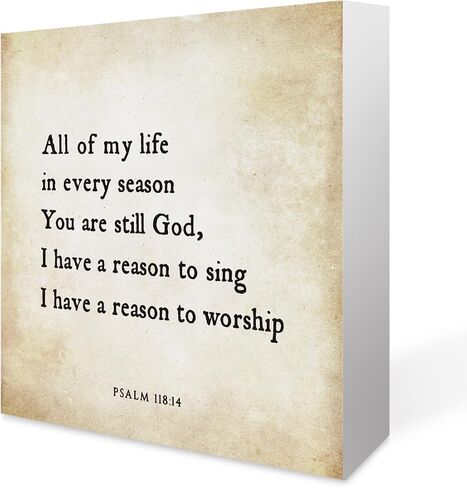 Inspirational Bible Verse All Of My Life In Every Season Wooden Box Sign Psalm 118:14 Rustic Scripture Wood Block Plaque Box Sign for Home Office Shelf Table Decoration, Christian Gift in Saudi Arabia