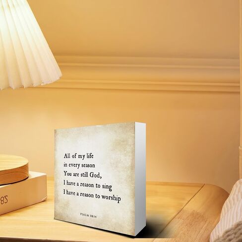 Inspirational Bible Verse All Of My Life In Every Season Wooden Box Sign Psalm 118:14 Rustic Scripture Wood Block Plaque Box Sign for Home Office Shelf Table Decoration, Christian Gift in Saudi Arabia