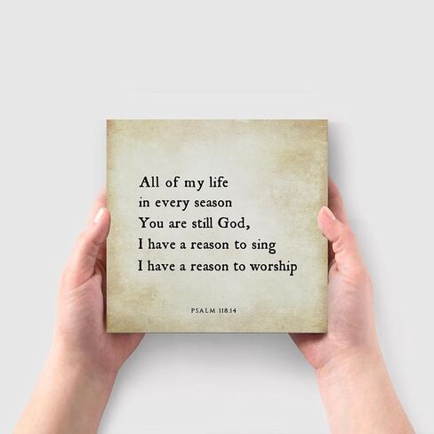 Inspirational Bible Verse All Of My Life In Every Season Wooden Box Sign Psalm 118:14 Rustic Scripture Wood Block Plaque Box Sign for Home Office Shelf Table Decoration, Christian Gift in Saudi Arabia