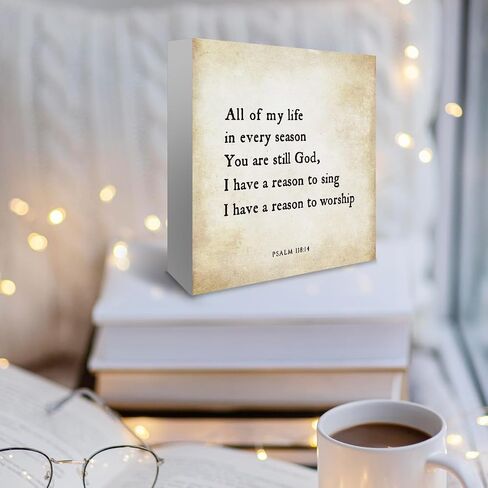 Inspirational Bible Verse All Of My Life In Every Season Wooden Box Sign Psalm 118:14 Rustic Scripture Wood Block Plaque Box Sign for Home Office Shelf Table Decoration, Christian Gift in Saudi Arabia