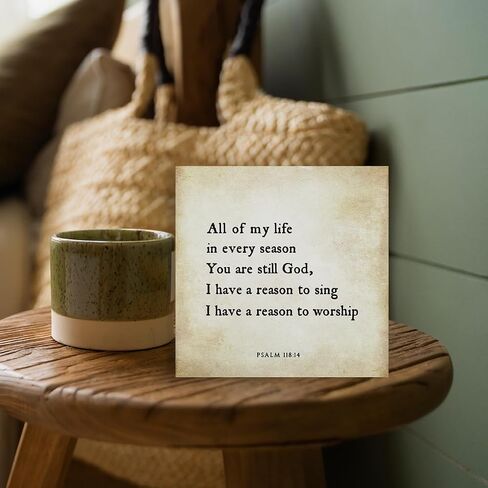 Inspirational Bible Verse All Of My Life In Every Season Wooden Box Sign Psalm 118:14 Rustic Scripture Wood Block Plaque Box Sign for Home Office Shelf Table Decoration, Christian Gift in Saudi Arabia