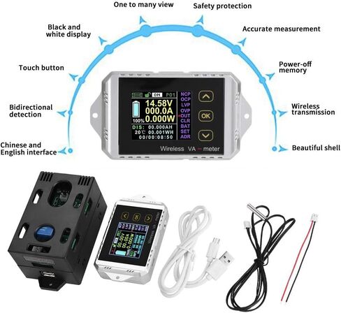 Multi-Function DC Meter Color LCD Screen DC Voltage Tester Ammeter Power Meter Watt Tester(VAT-4300) in Saudi Arabia