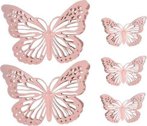 PREMIUS 5 Piece Metal Butterfly Accents Wall Decor Set, Premium Metal Material with Charming & Stunning Design, Perfect for Living Room, and Bedroom Decor, Gold, (3) 6 Inches, (2) 12 Inches in Saudi Arabia
