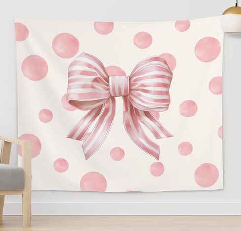 ISANOU Girls Room Wall Decor,Preppy Pink Stripe Bowknot Tapestry Wall Hangin for Dorm Home Living Room,Gifts for Women Teen Girls,50x60 Inches in Kuwait