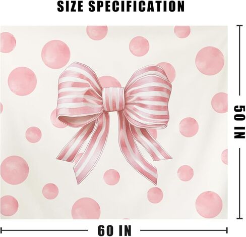 ISANOU Girls Room Wall Decor,Preppy Pink Stripe Bowknot Tapestry Wall Hangin for Dorm Home Living Room,Gifts for Women Teen Girls,50x60 Inches in Kuwait