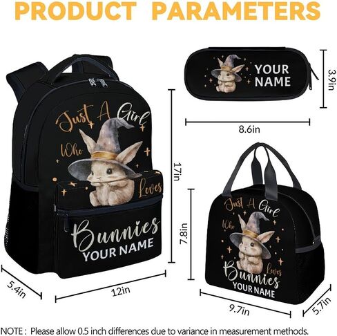 Bunny Backpacks for Girls, 16 Inch Cute Print Backpack for School, Black Lightweight Bookbag for Travel in Saudi Arabia